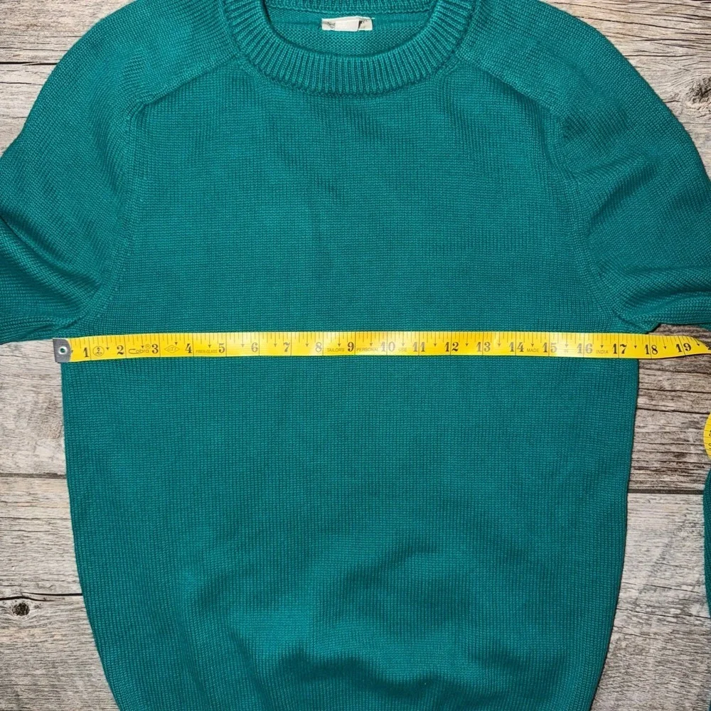 J. Crew Knit for J. Crew Teal Green Cotton Crew Neck Sweater XS